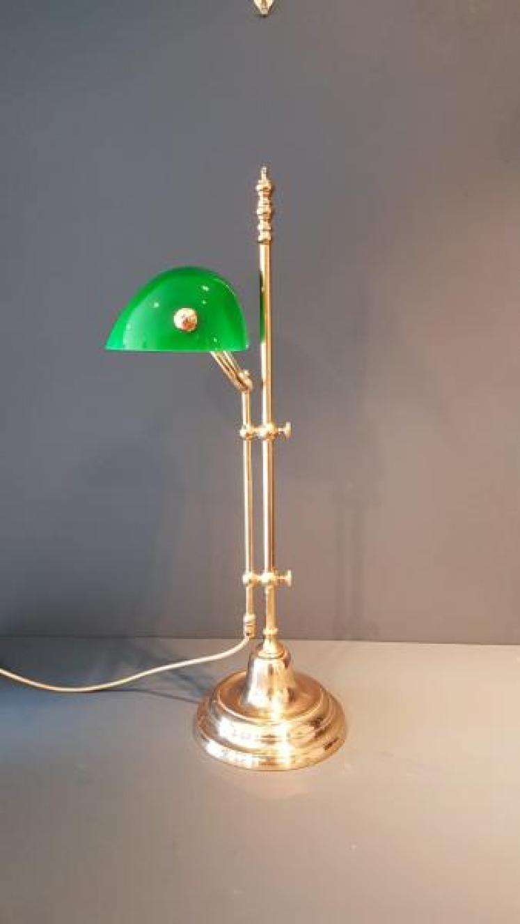 1930's Brass Rise and Fall Bankers Lamp - Image 6