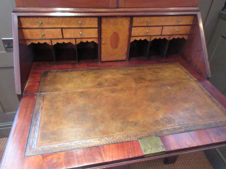 Fine George III Period Flame Mahogany Bureau Bookcase - Image 2