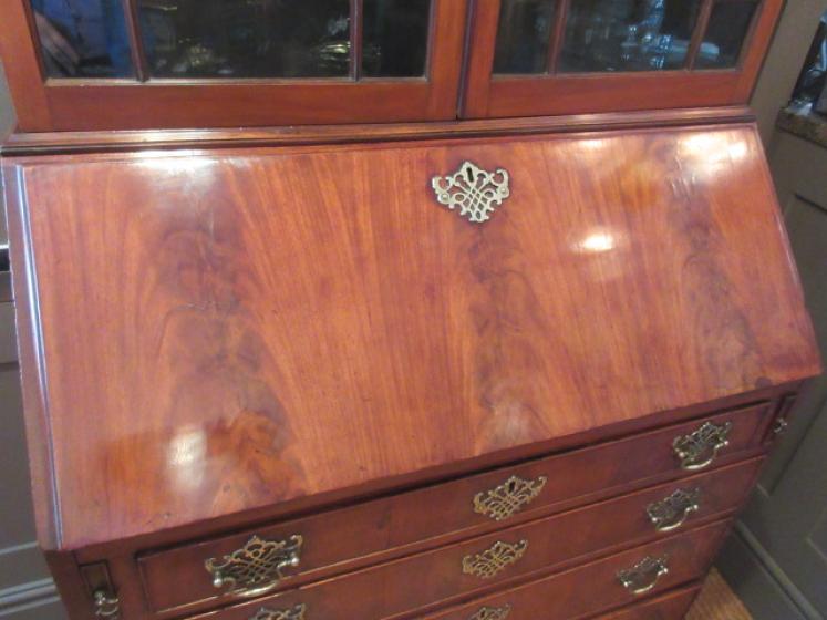 Fine George III Period Flame Mahogany Bureau Bookcase - Image 3