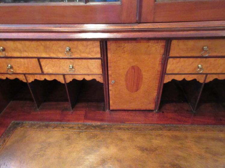 Fine George III Period Flame Mahogany Bureau Bookcase - Image 6