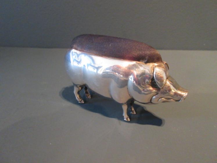 Edwardian Period Silver 'Pig' Pin Cushion - Image 6