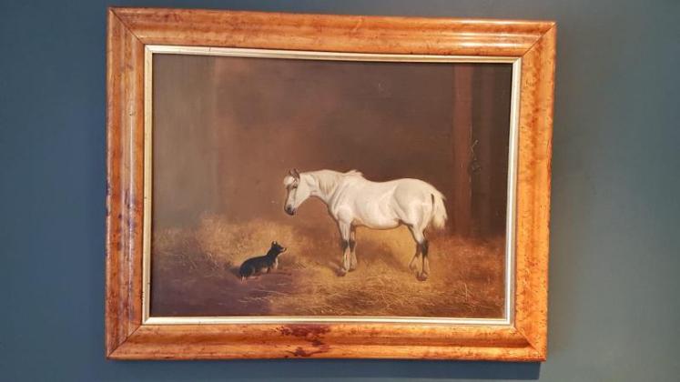 Victorian Oil on Canvas Stable Scene  - Image 1