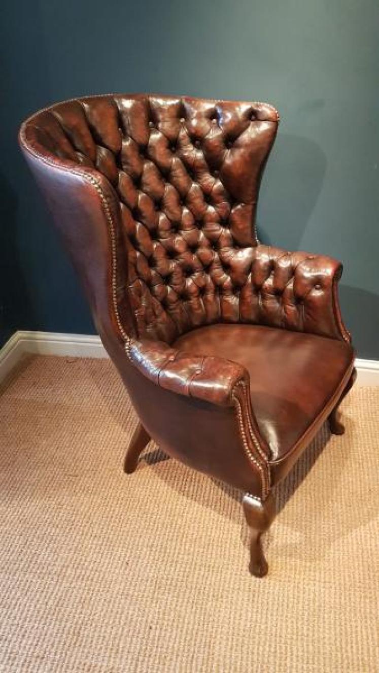 Superb 1920's Antique Leather Arm Chair - Image 2