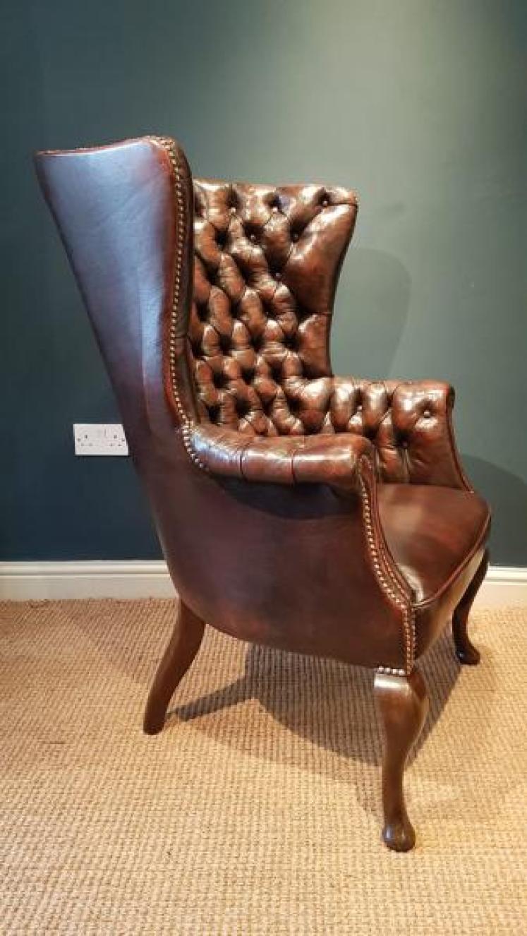 Superb 1920's Antique Leather Arm Chair - Image 4