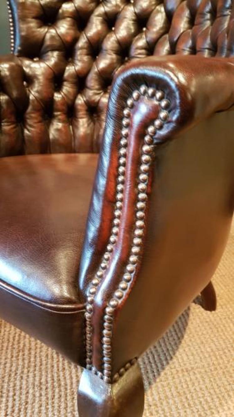 Superb 1920's Antique Leather Arm Chair - Image 5
