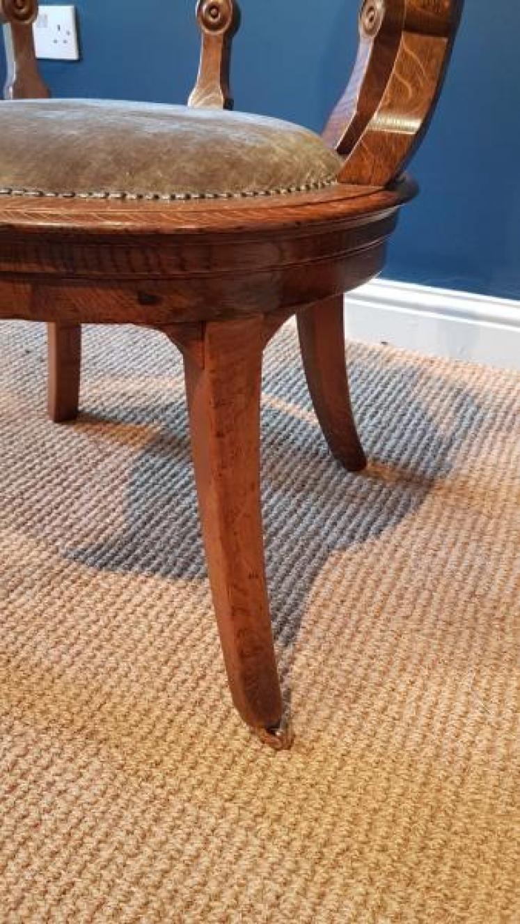 Victorian upholstered Oak Desk Chair - Image 5