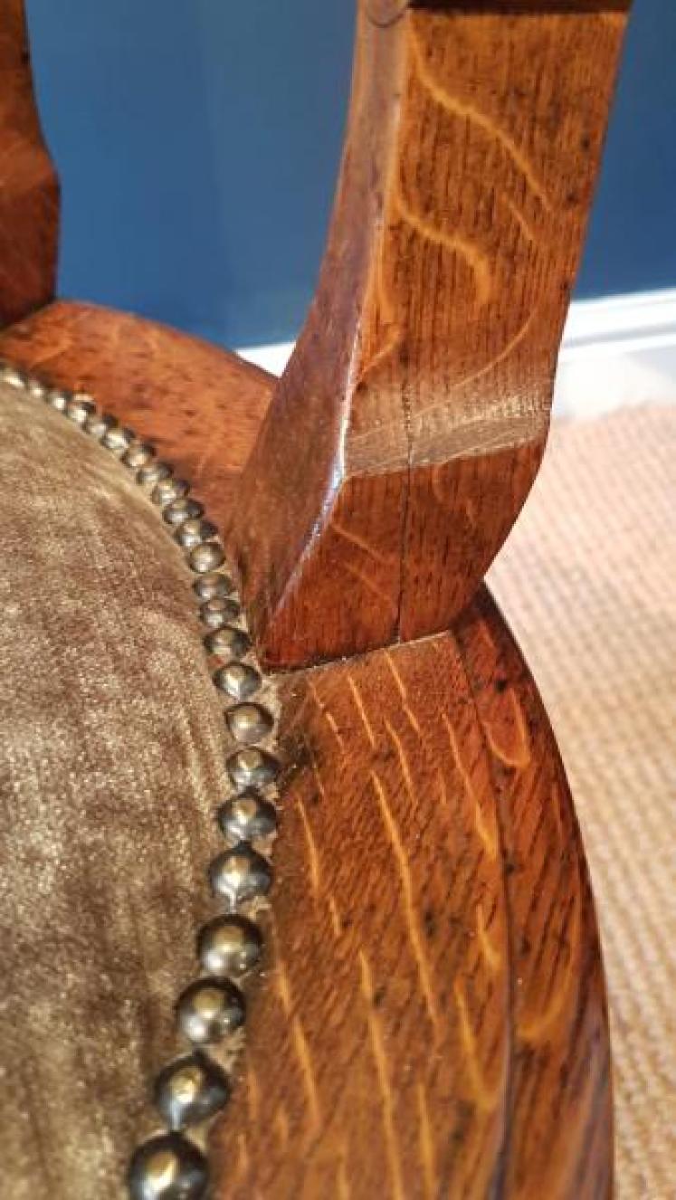 Victorian upholstered Oak Desk Chair - Image 6