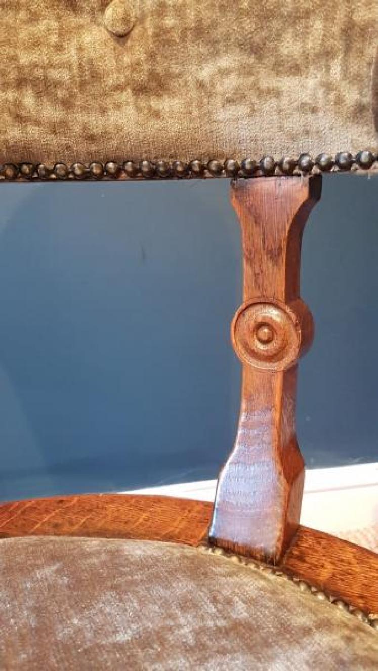 Victorian upholstered Oak Desk Chair - Image 7