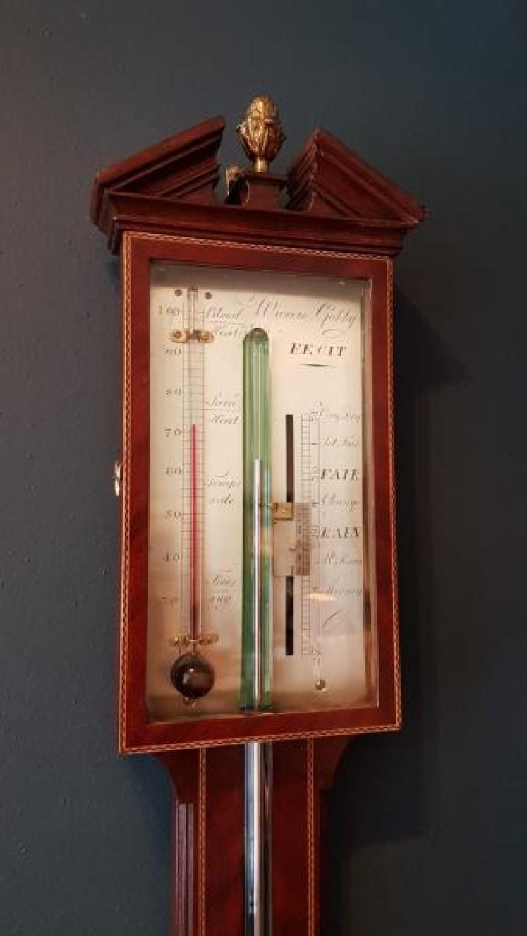 Superb George III Inlaid Mahogany Stick Barometer - Image 2