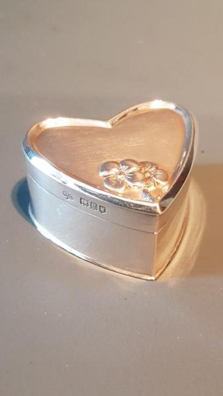 Silver Heart Shaped Ring Box - Image 1