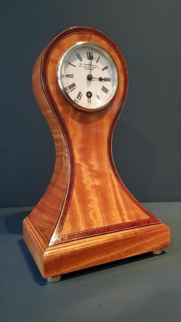 Fine Quality Small Edwardian Satinwood Balloon Clock - Image 1