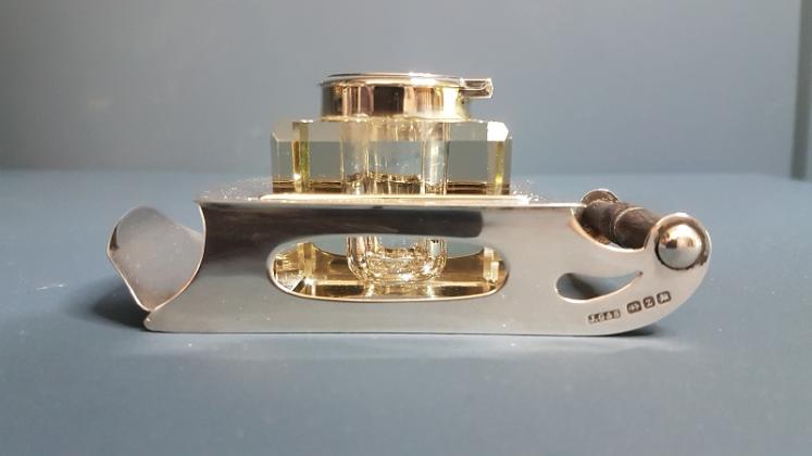 Late Victorian Silver and Cut Glass Inkwell - Image 2
