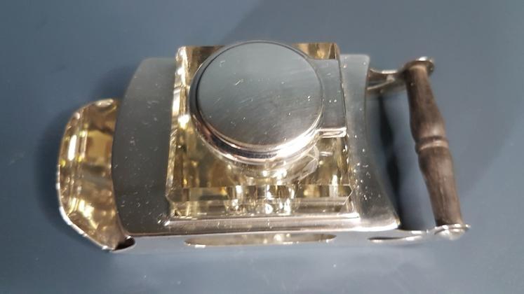 Late Victorian Silver and Cut Glass Inkwell - Image 3