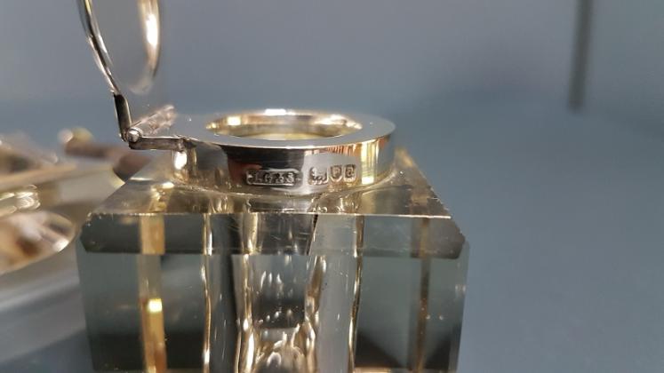 Late Victorian Silver and Cut Glass Inkwell - Image 6