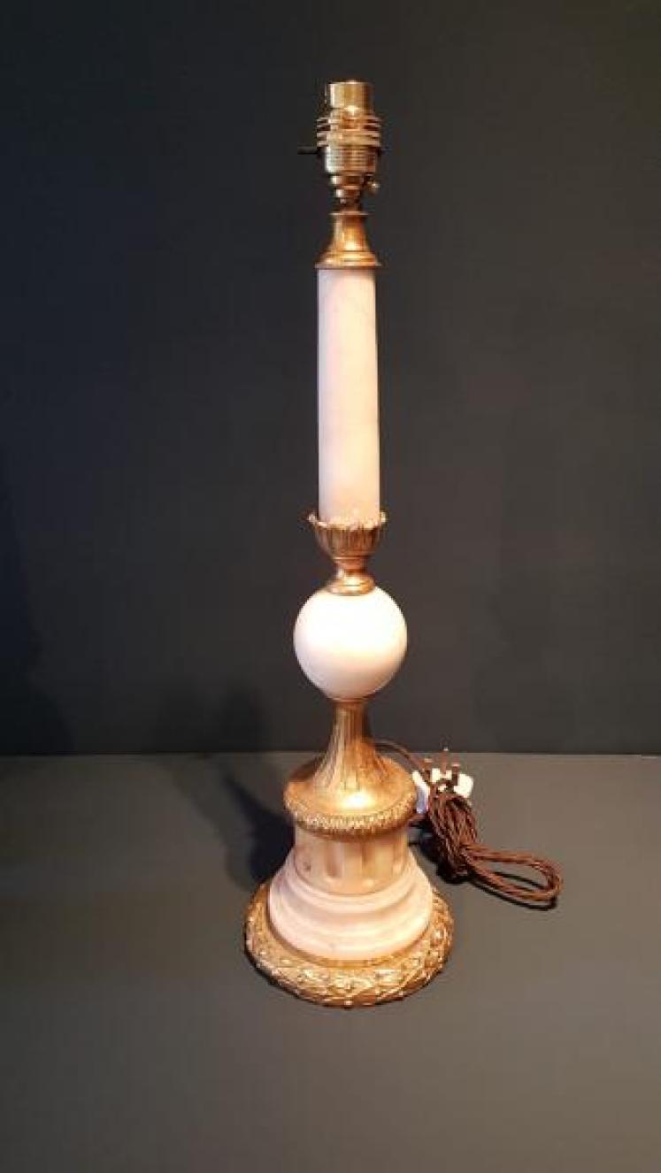 Matching Pair of 1920's Alabaster and Ormolu Table Lamps - Image 2