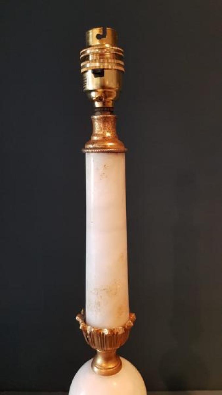 Matching Pair of 1920's Alabaster and Ormolu Table Lamps - Image 3