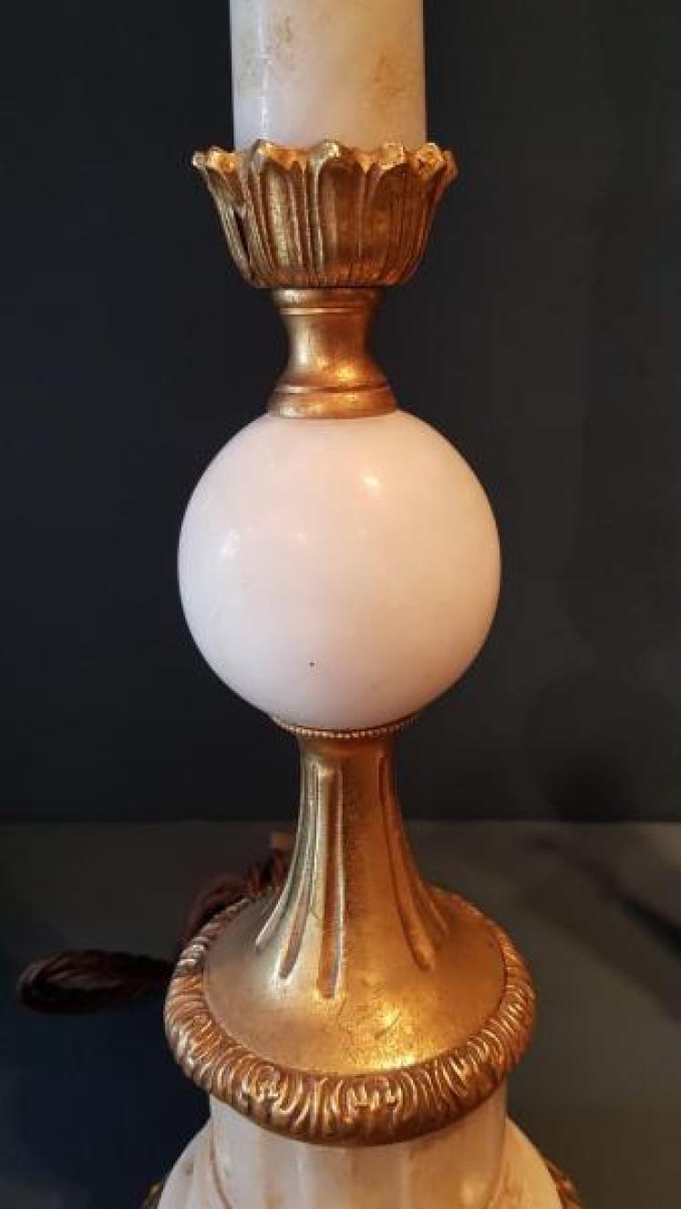 Matching Pair of 1920's Alabaster and Ormolu Table Lamps - Image 4