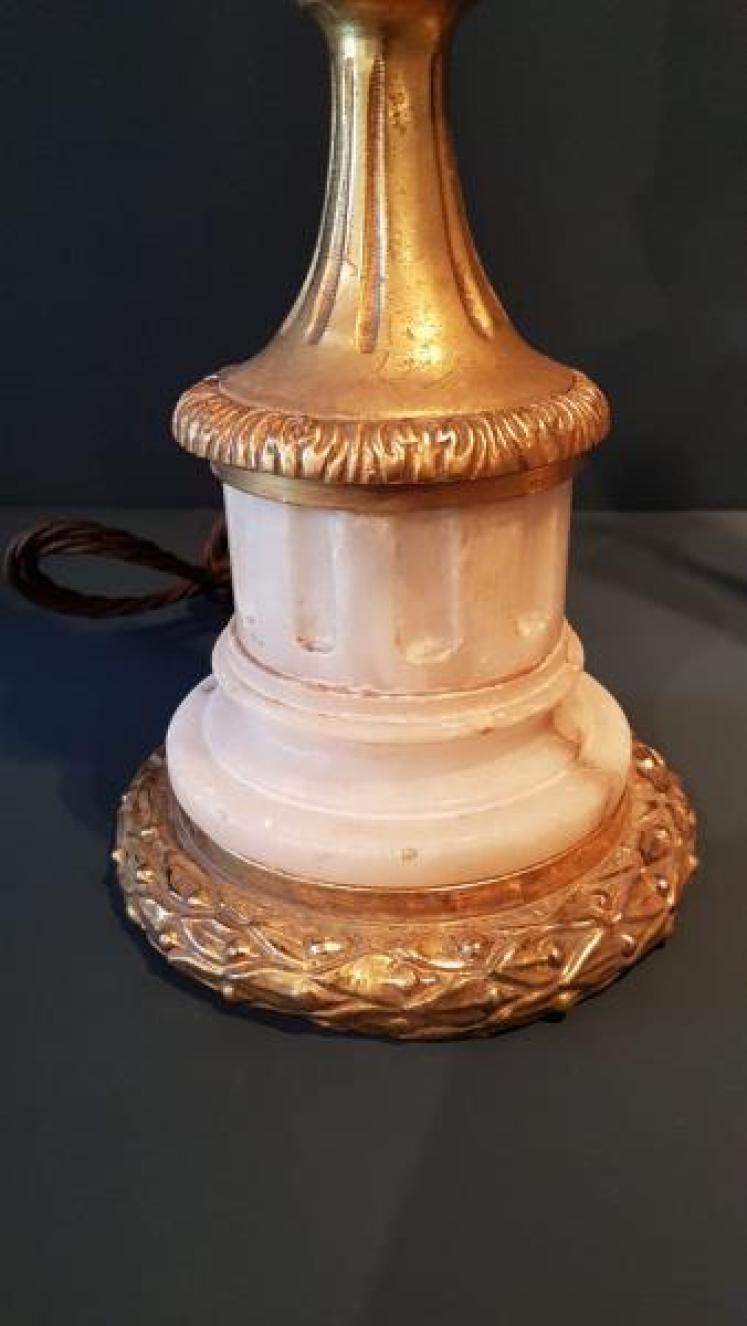 Matching Pair of 1920's Alabaster and Ormolu Table Lamps - Image 5