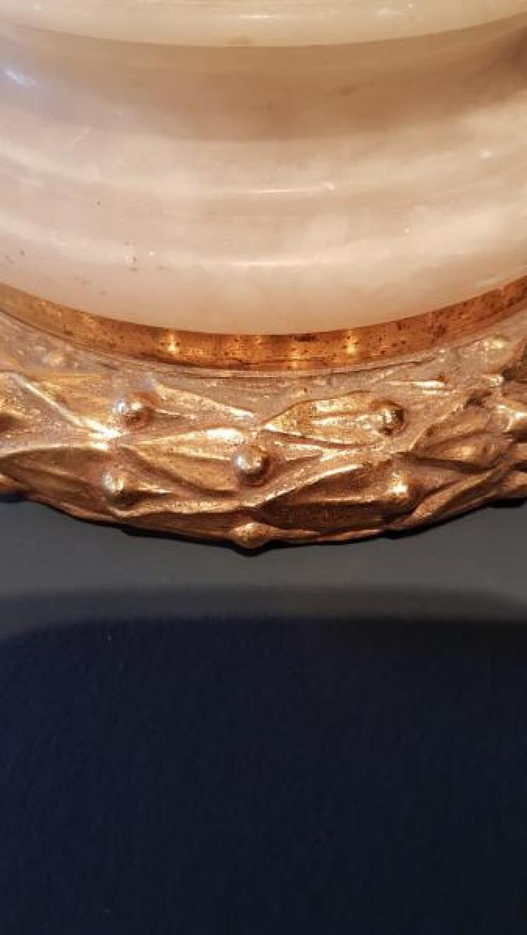 Matching Pair of 1920's Alabaster and Ormolu Table Lamps - Image 6
