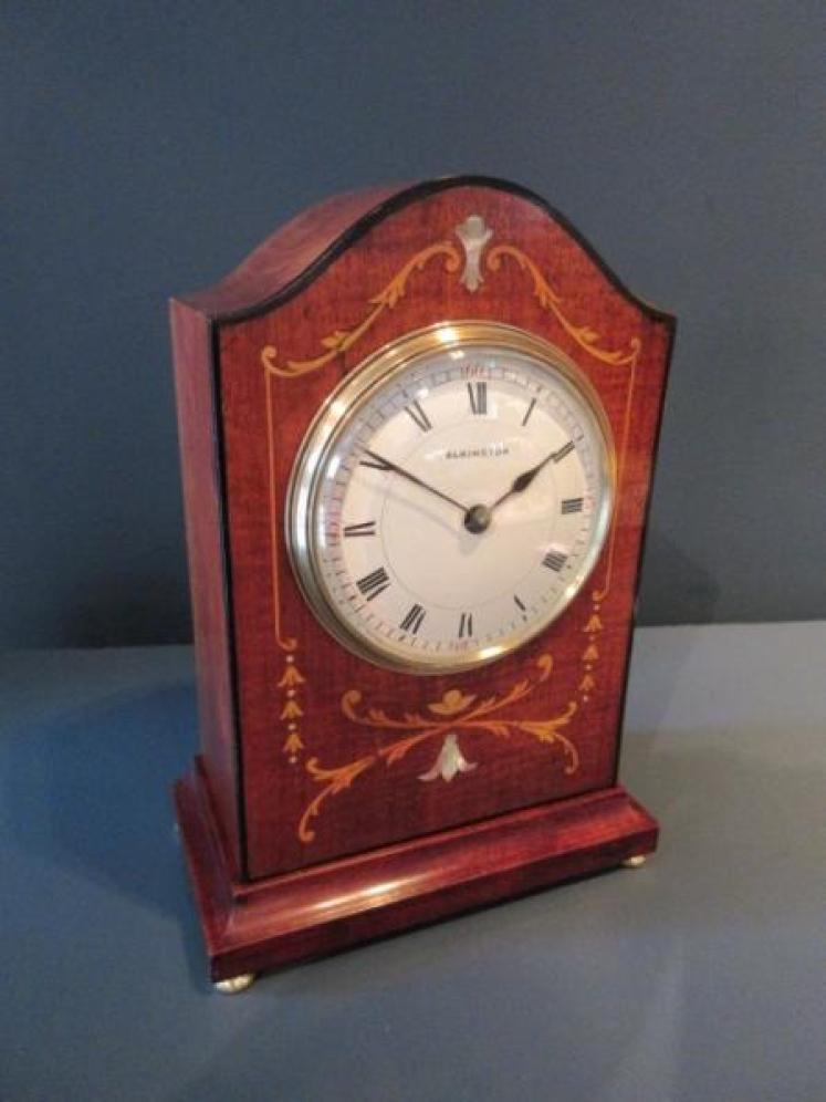 Fine Edwardian Period Sheraton Inlaid Mantel Clock - Image 1