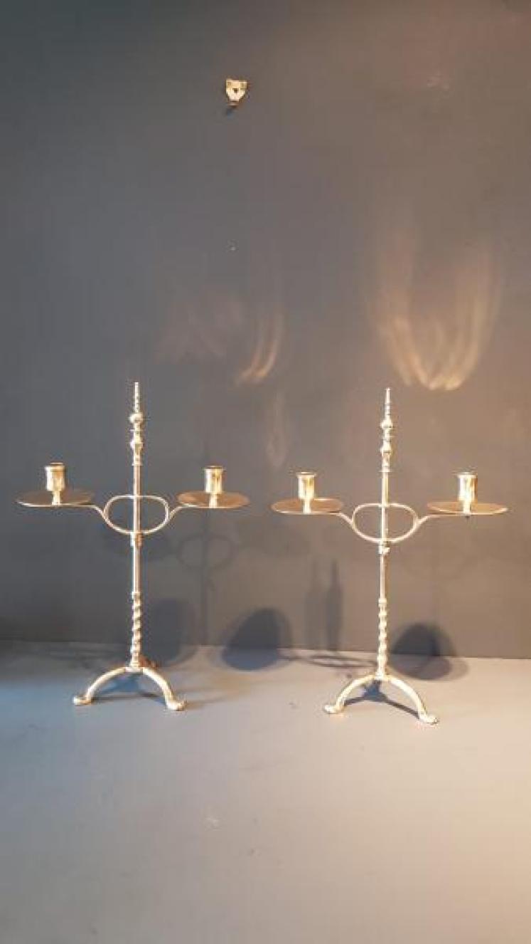 Pair of Early Victorian Brass Rise and Fall Candelabra - Image 1