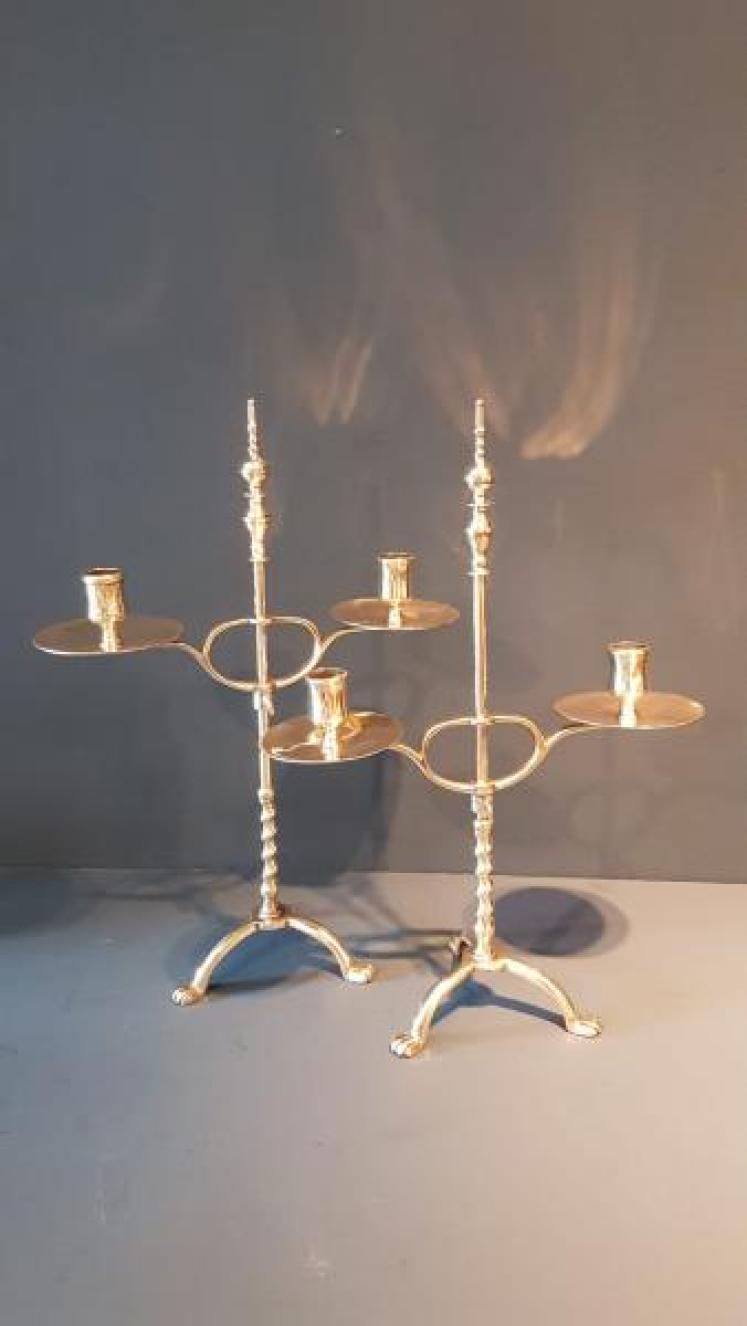 Pair of Early Victorian Brass Rise and Fall Candelabra - Image 6
