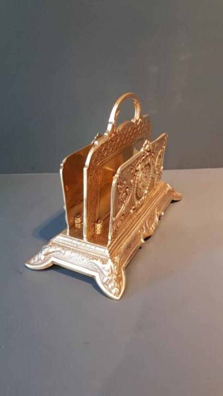 Victorian Cast Brass Letter Rack - Image 2