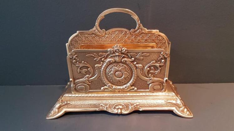 Victorian Cast Brass Letter Rack - Image 3