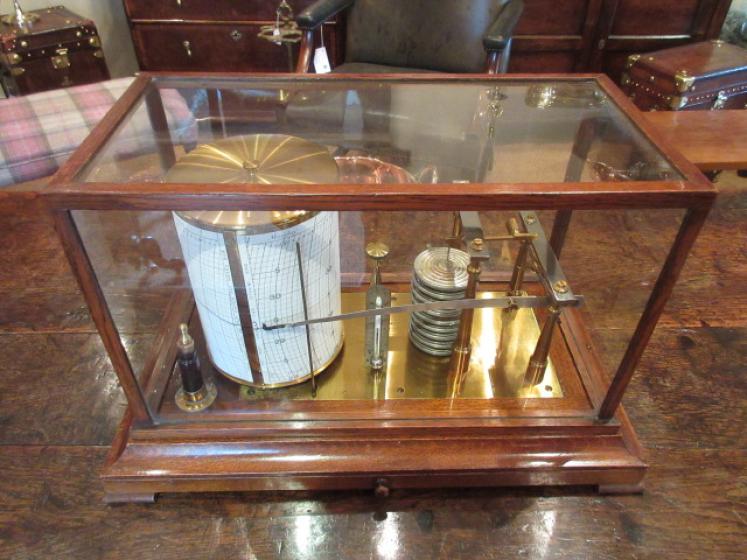 Rare Large Antique Solid Oak 'Micro' Barograph - Image 1