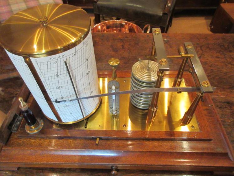 Rare Large Antique Solid Oak 'Micro' Barograph - Image 4