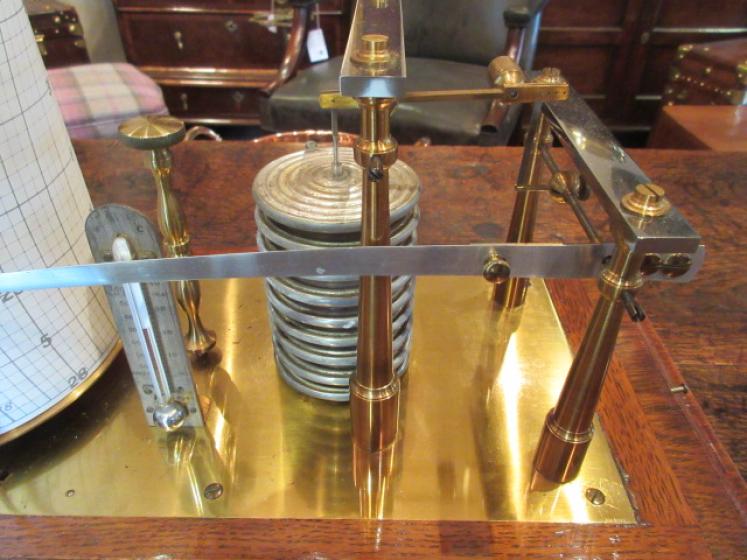 Rare Large Antique Solid Oak 'Micro' Barograph - Image 6