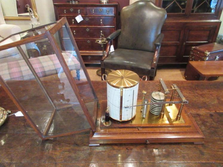 Rare Large Antique Solid Oak 'Micro' Barograph - Image 7