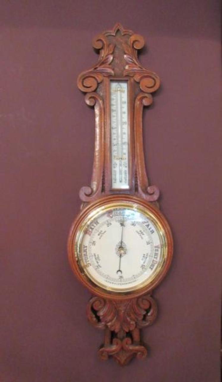 Top Quality Antique Polished Oak Banjo Barometer - Image 7