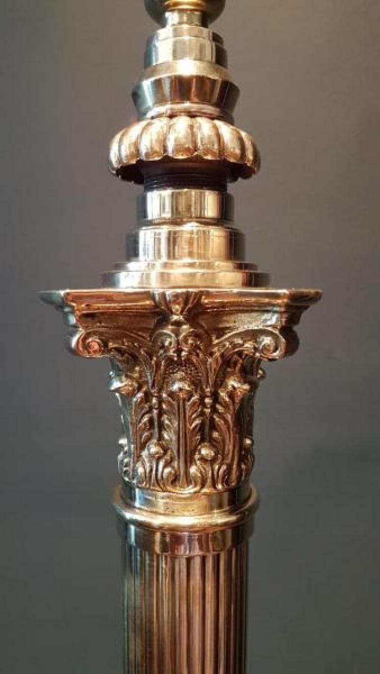 Top Quality Antique  Brass Corinthian Column Lamp Standard - Image 2