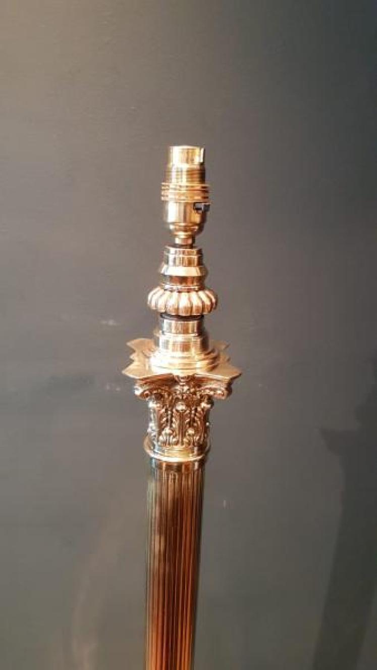Top Quality Antique  Brass Corinthian Column Lamp Standard - Image 3