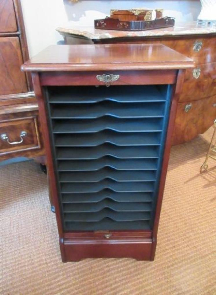 Antique 1920's Mahogany Tambour Filing Cabinet - Image 1