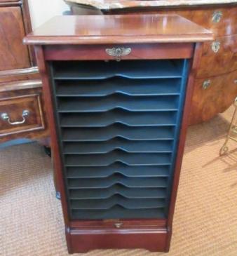 Antique 1920's Mahogany Tambour Filing Cabinet