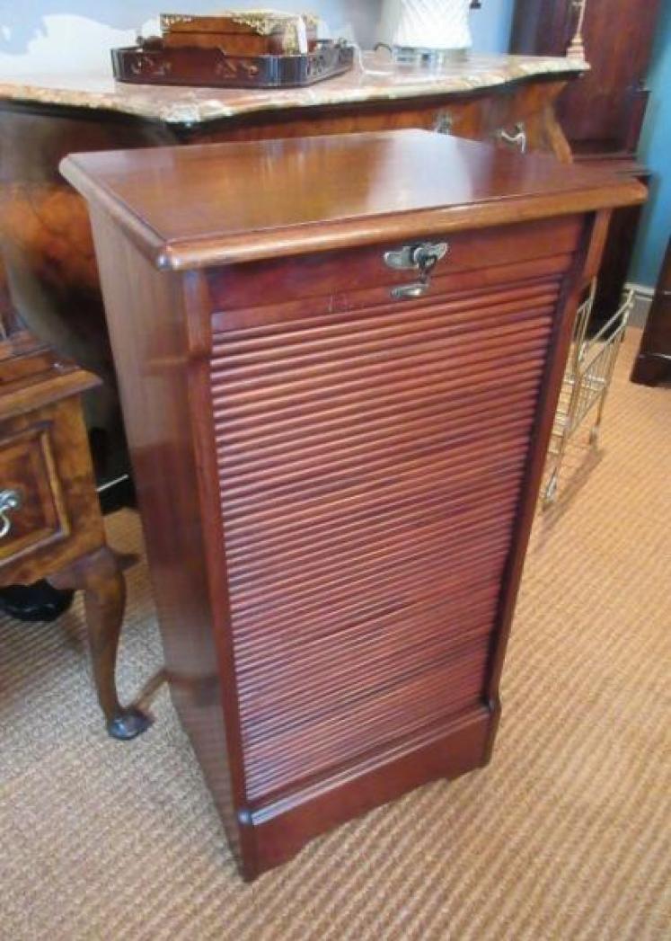 Antique 1920's Mahogany Tambour Filing Cabinet - Image 3