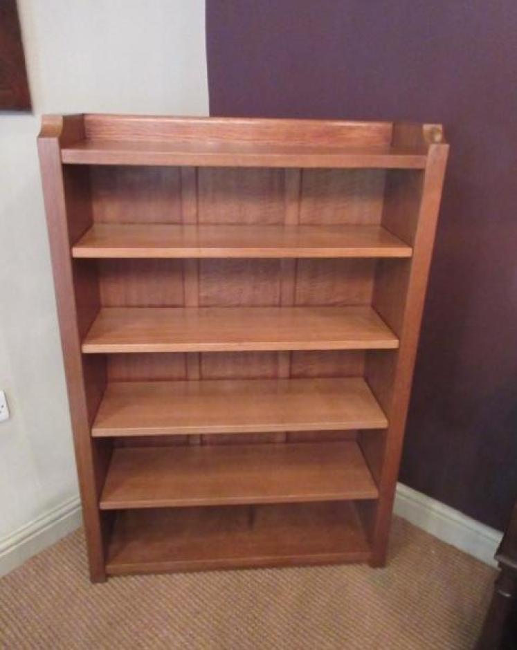 Superb Mouseman Adzed Oak Open Bookcase - Image 1