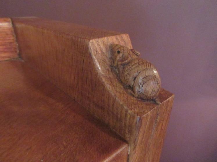 Superb Mouseman Adzed Oak Open Bookcase - Image 4