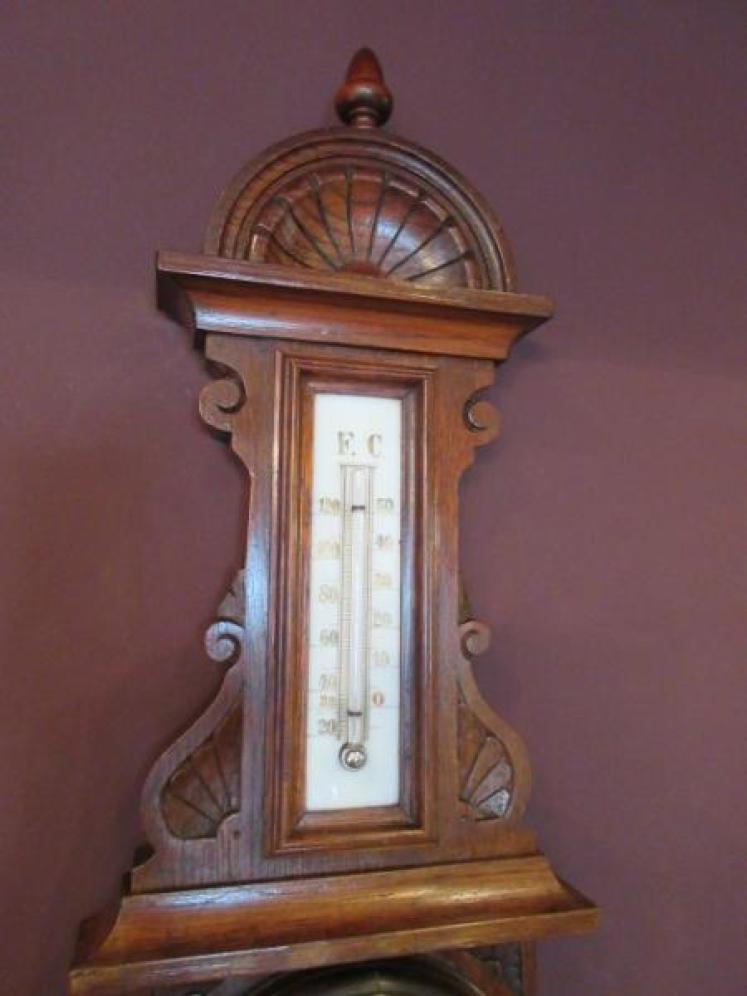 Small Victorian Polished Oak Banjo Barometer - Image 2