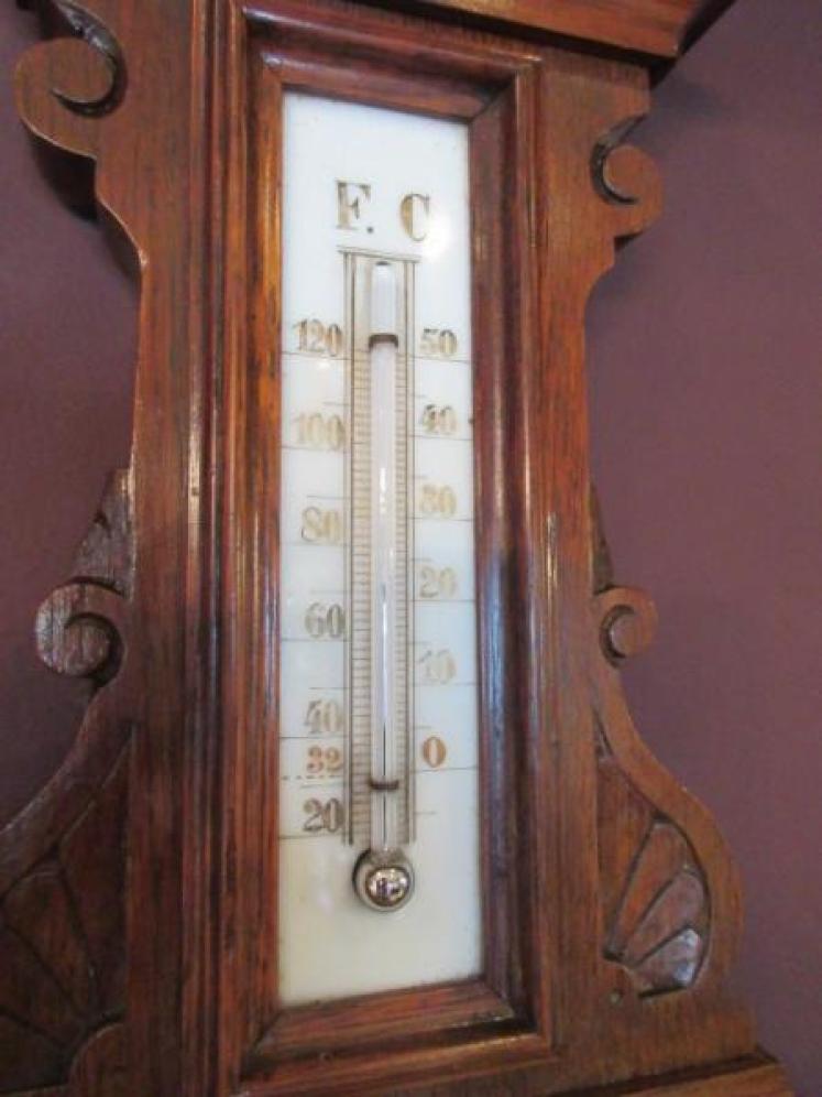 Small Victorian Polished Oak Banjo Barometer - Image 3