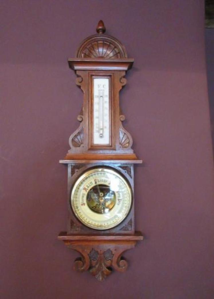 Small Victorian Polished Oak Banjo Barometer - Image 7