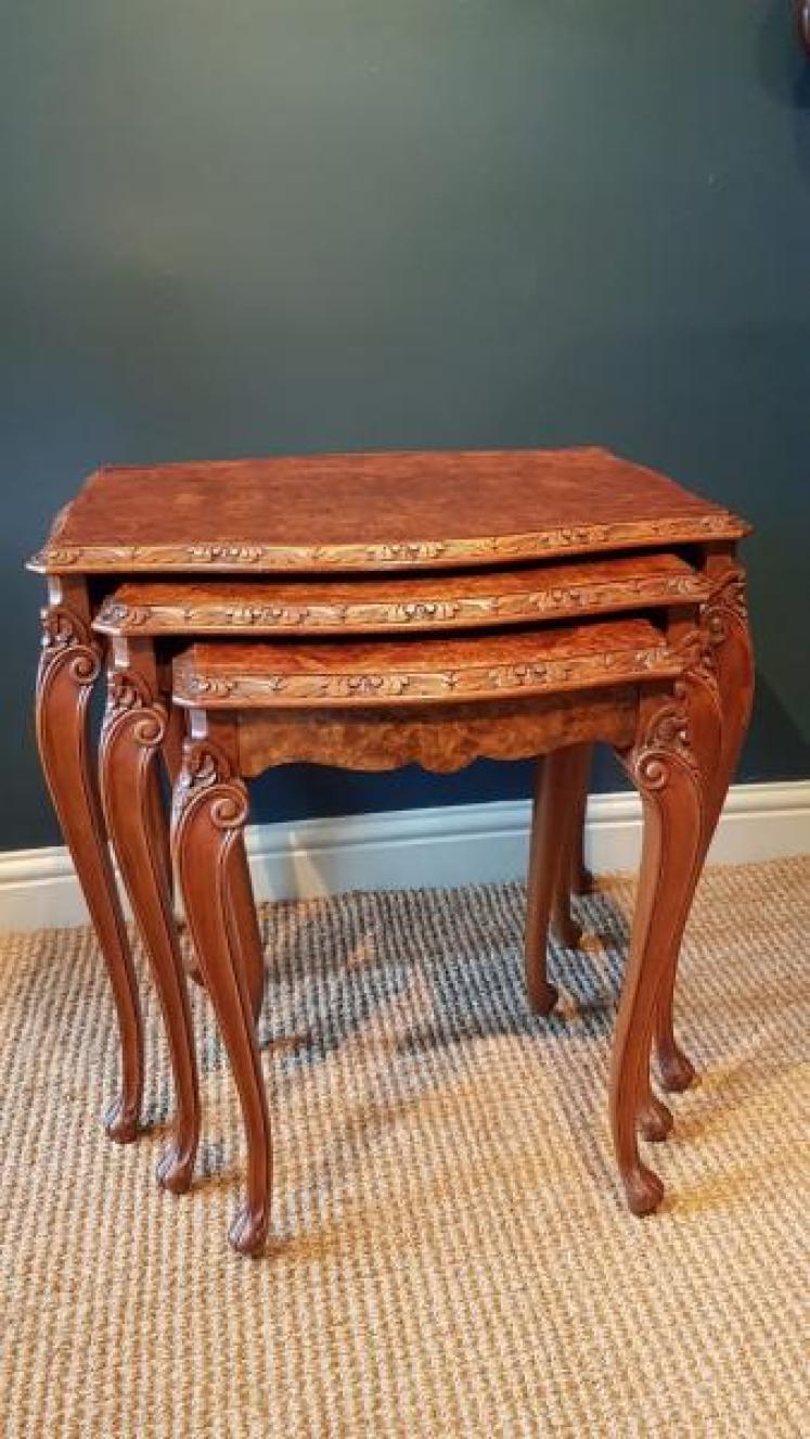 1920's Burr Walnut Nest of Tables - Image 1