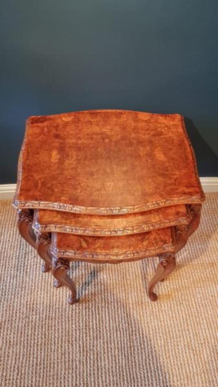 1920's Burr Walnut Nest of Tables - Image 2