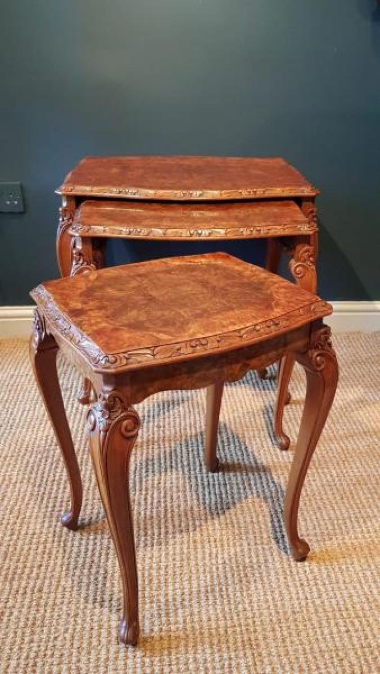 1920's Burr Walnut Nest of Tables - Image 5