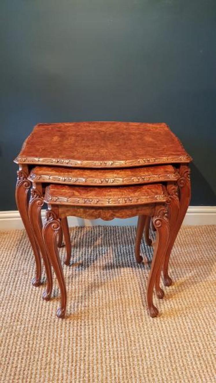 1920's Burr Walnut Nest of Tables - Image 7