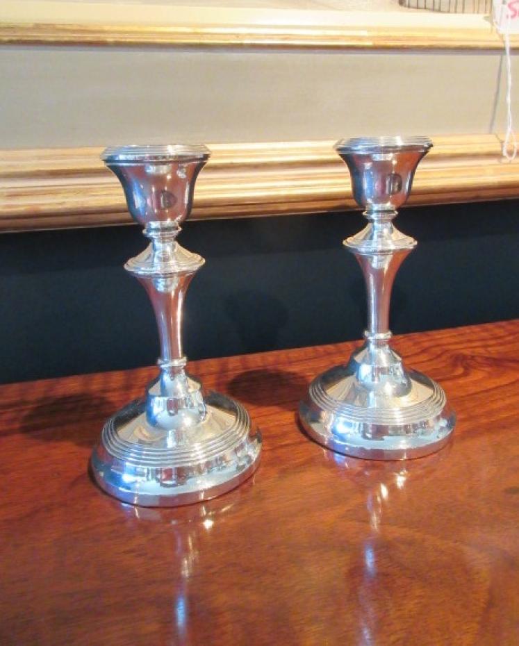 Pair of George V Period Silver Candlesticks - Image 7