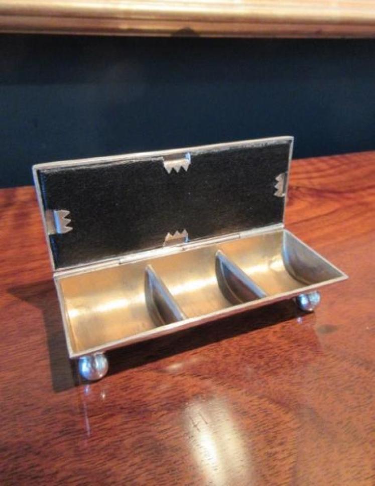 Immaculate Antique Silver Triple Stamp Box - Image 2