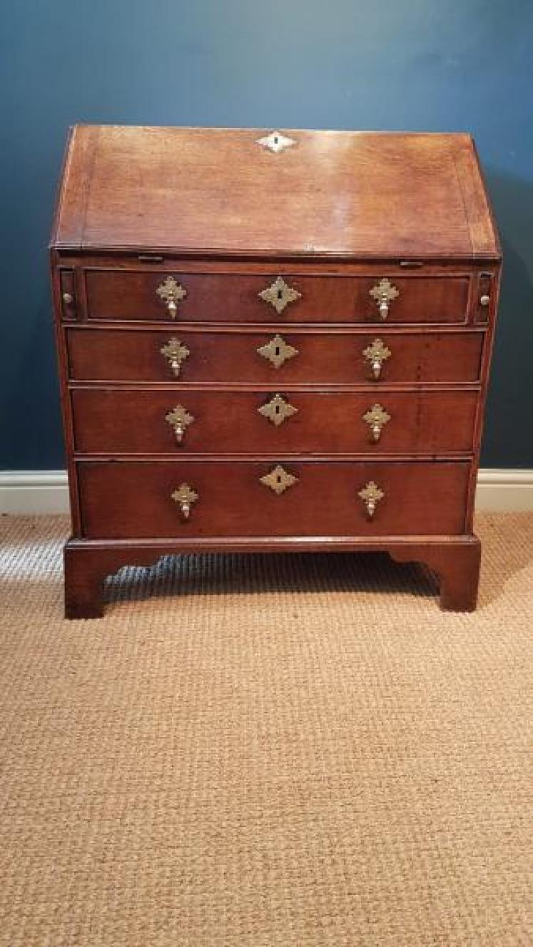 Superb Original Small George II Oak Bureau  - Image 1